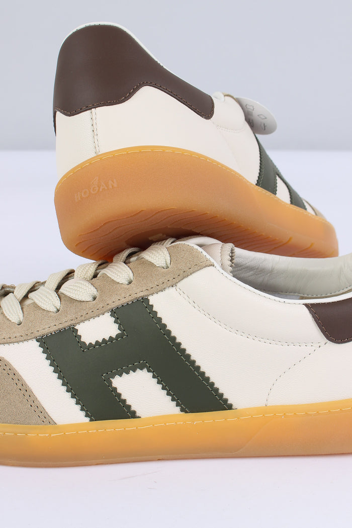 Sneaker Cool Pelle Bianco/sabbia/verde-4