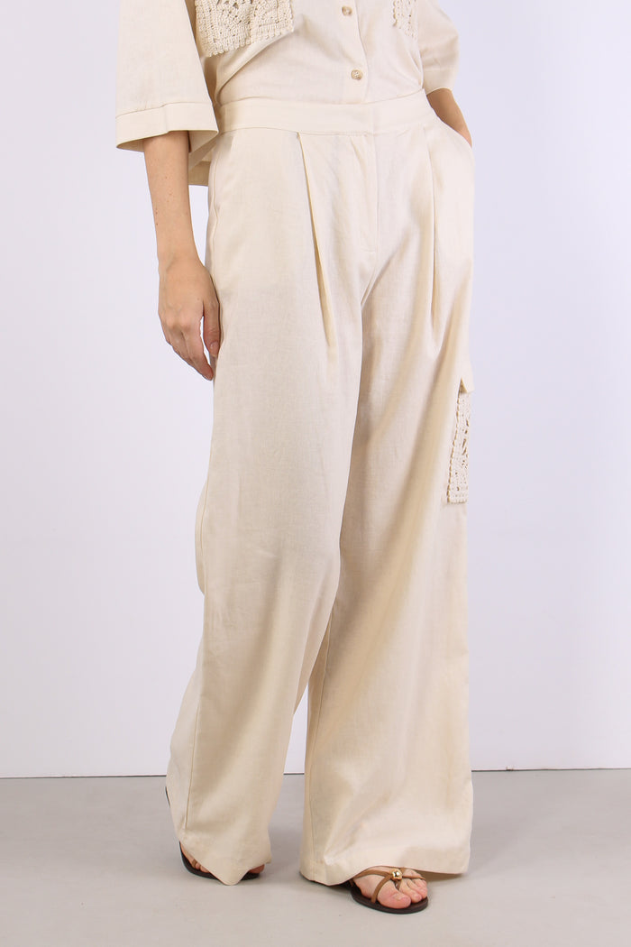 Pantalone Tasconato Macrame Beige-7