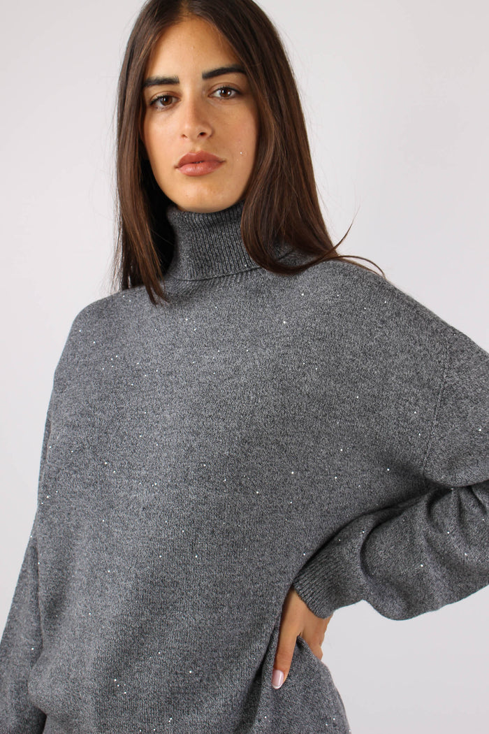 Collo Alto Inserto Lurex Gray Met-5