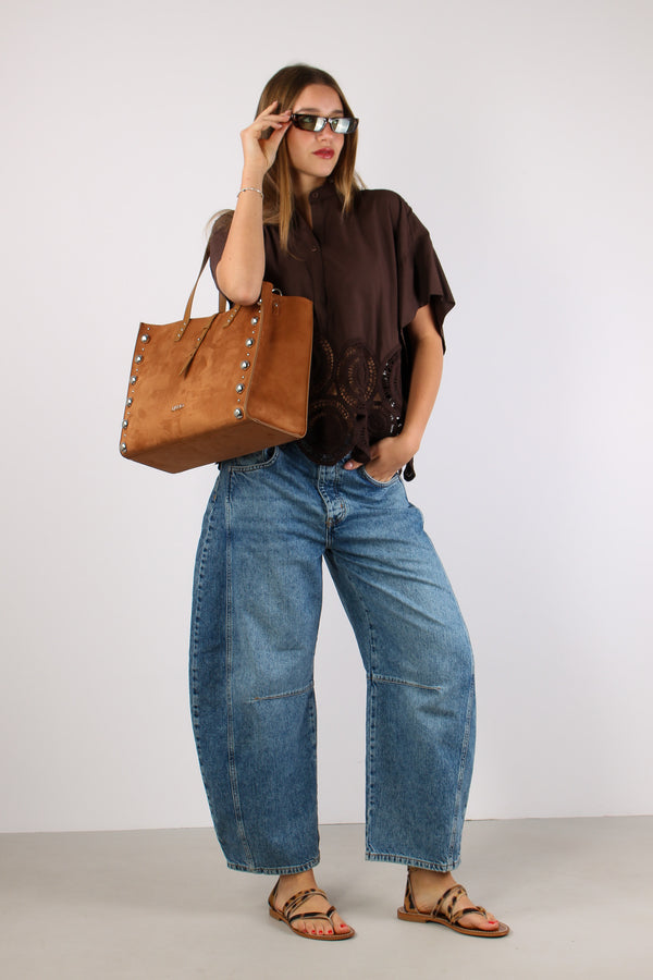 Blusa Ricamo Over Moro