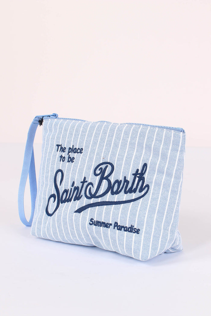 Aline Pochette Canvas Righe Blu/bianco-4