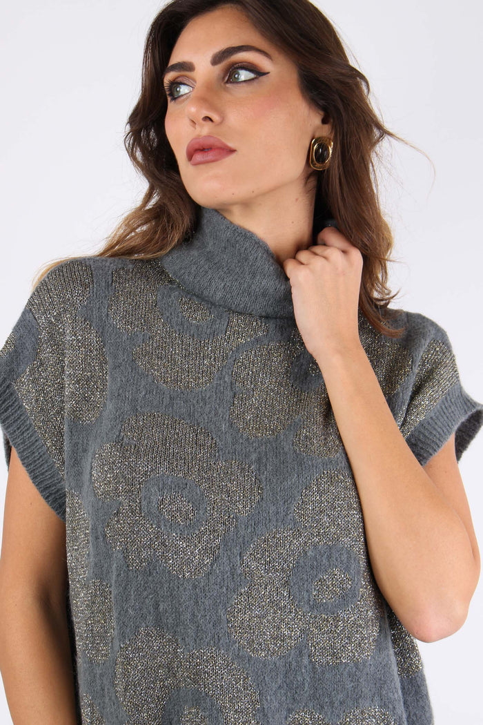 Maglia Senza Maniche Lurex Fio Grigio-7