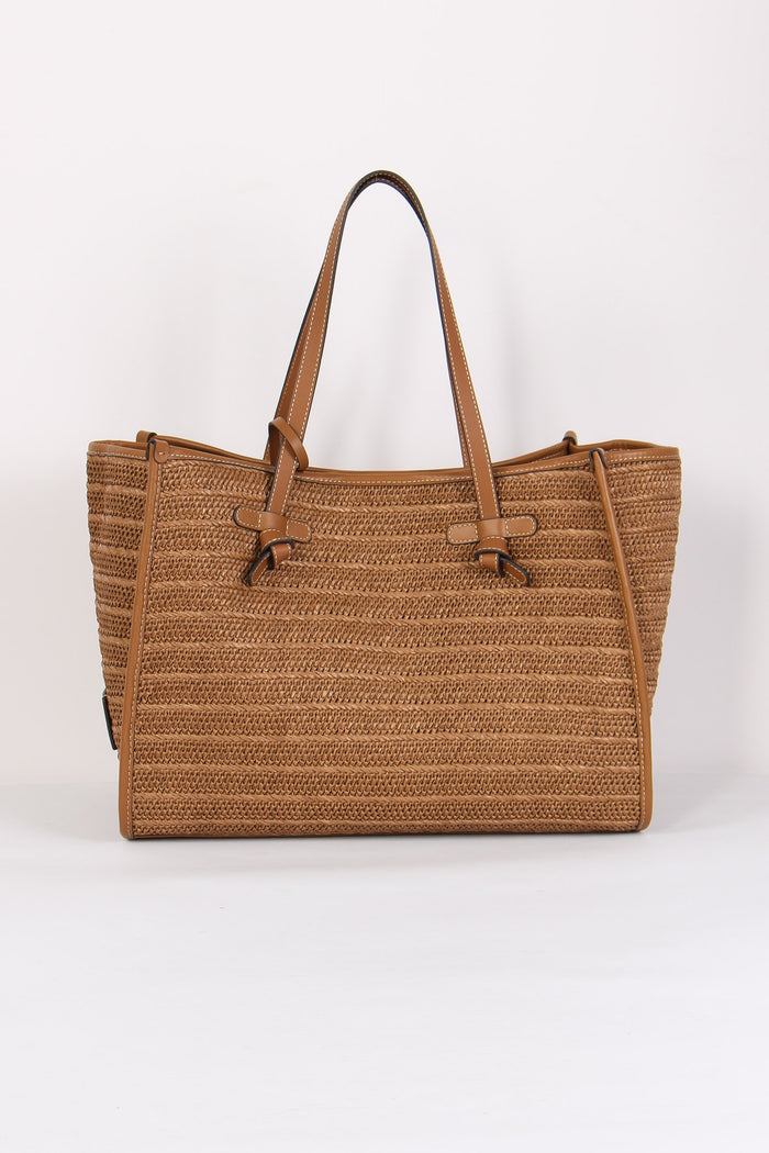 Shopping Rafia Profili Pelle Caramello