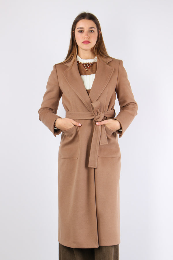 Cappotto Vestaglia Tasca Toppa Cammello-2