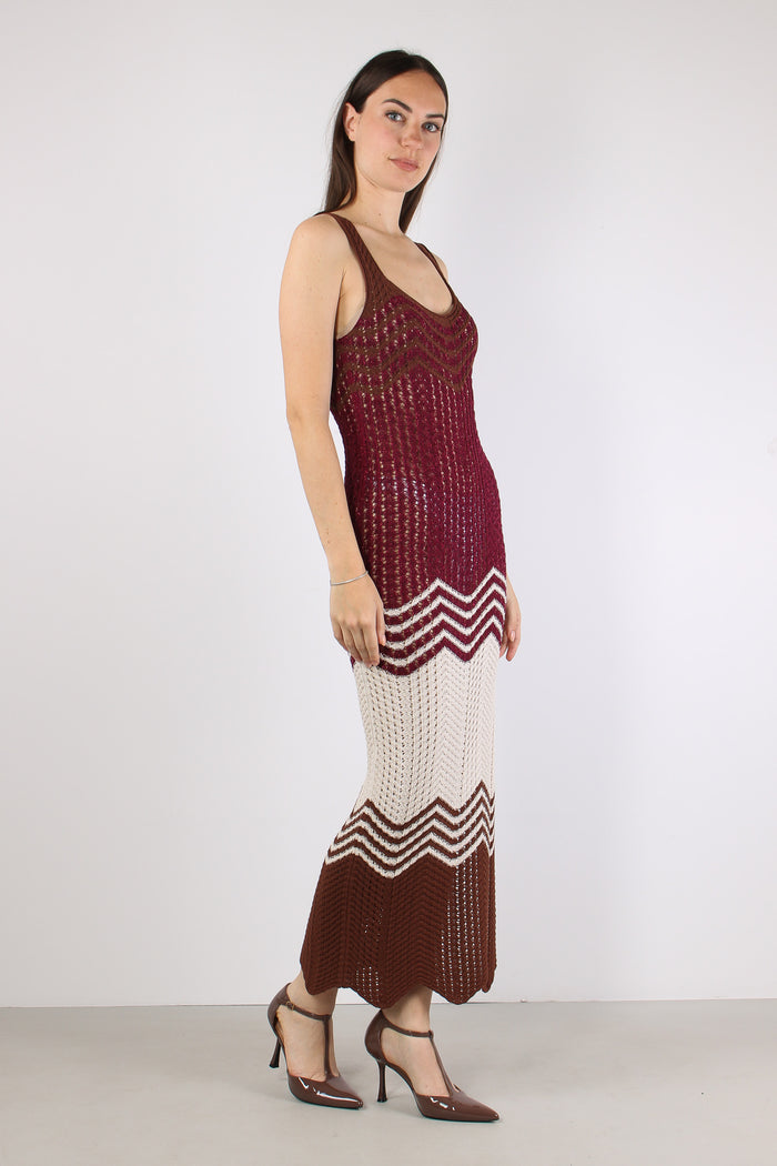 Abito Lungo Chevron Bordeaux-7