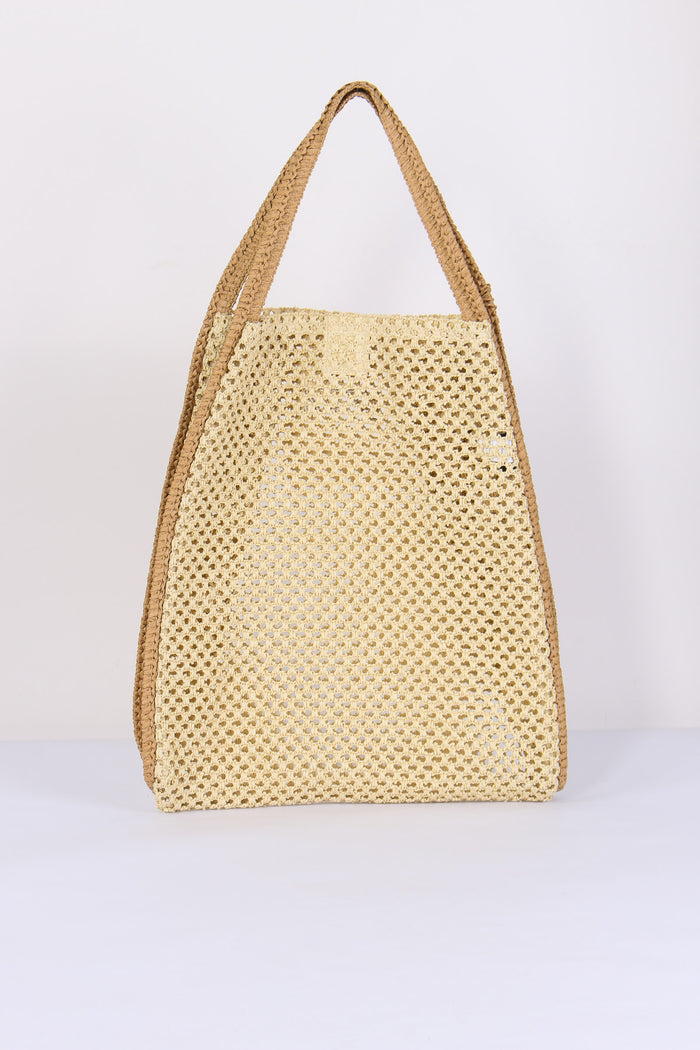 Borsa Rafia Profilo Contrasto Beige-4