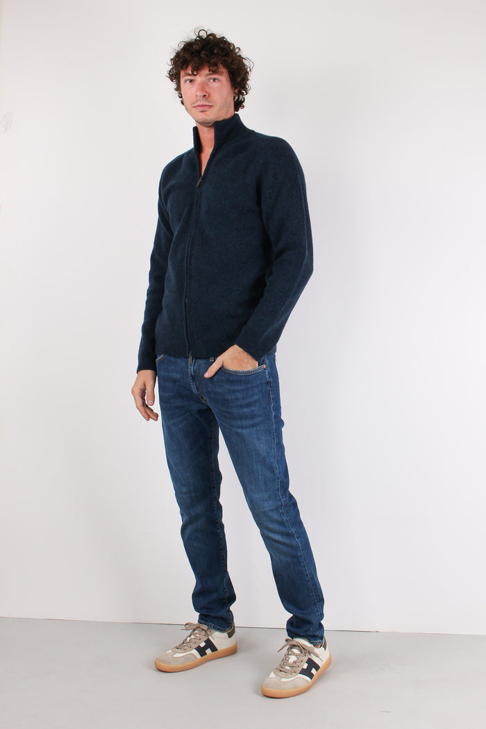 Full Zip Lana Merinos Blu-2