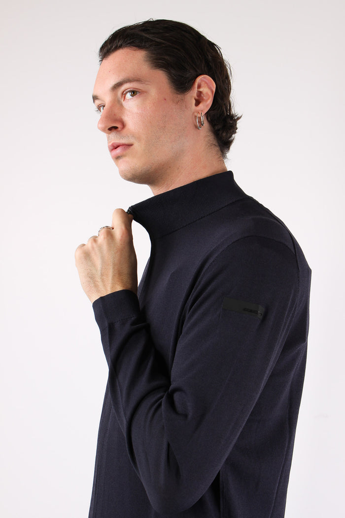 Maglia Full Zip Tessuto Tecnico Blue-8