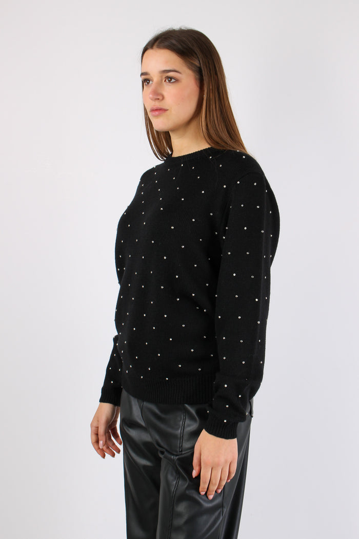 Maglia Inserto Strass Black-3