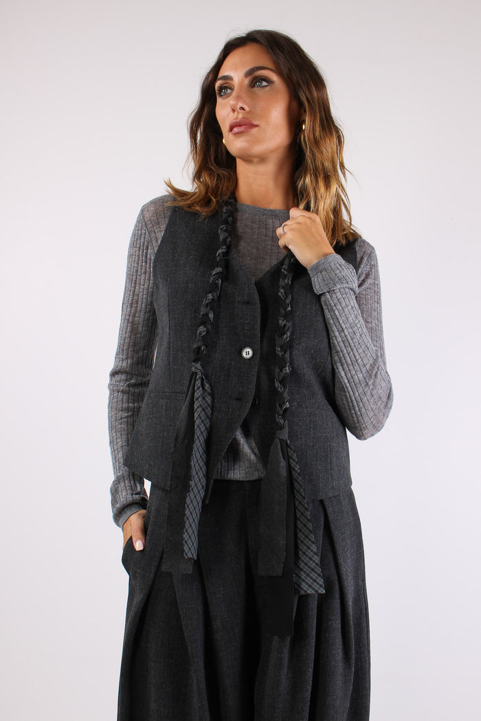 Gilet Passamanneria Intreccio Grigio-6