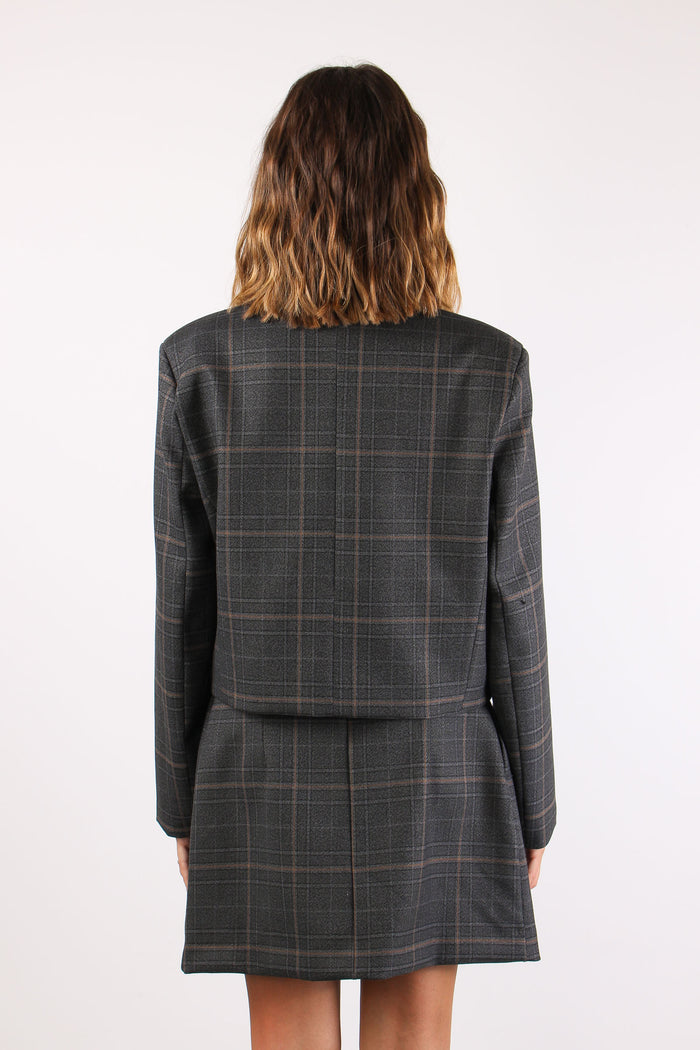 Giacca Spencer Quadro Grigio/ruggine-5
