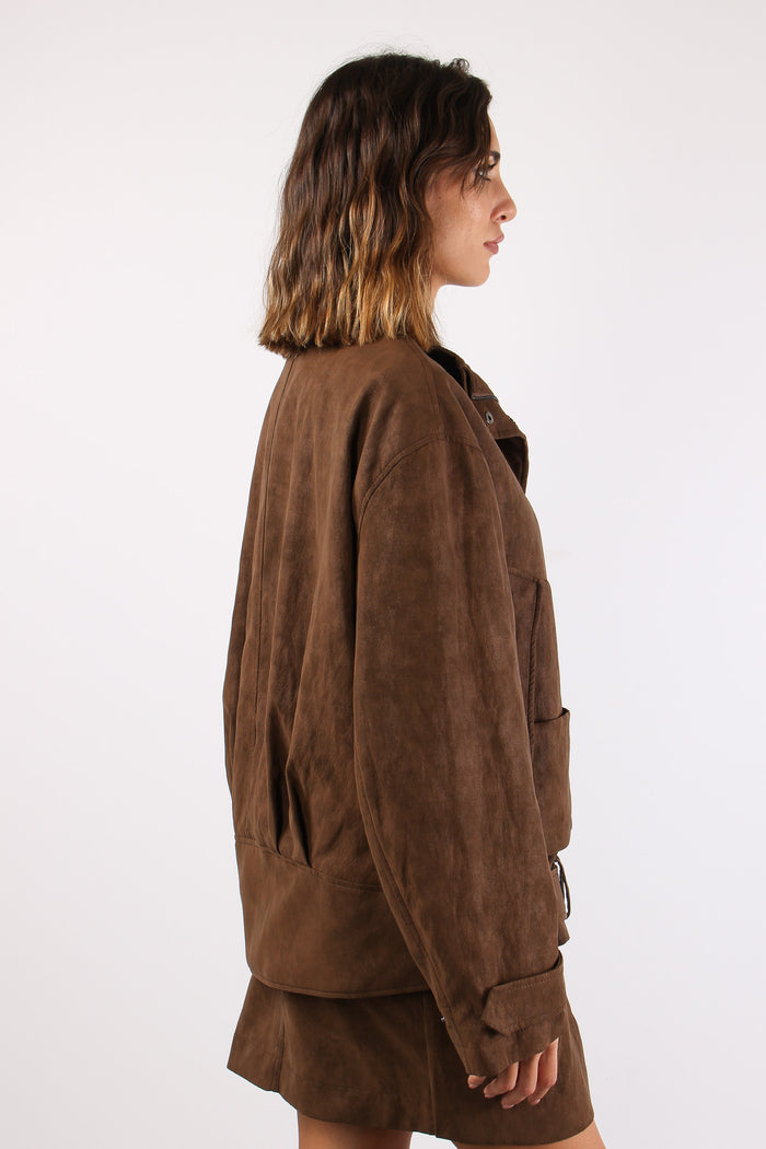 Chiodo Over Ecocamoscio Toffee-9