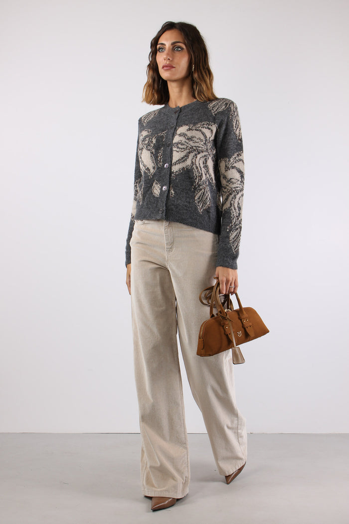 Cardigan Alpaca Fiori Grigio/beige-3