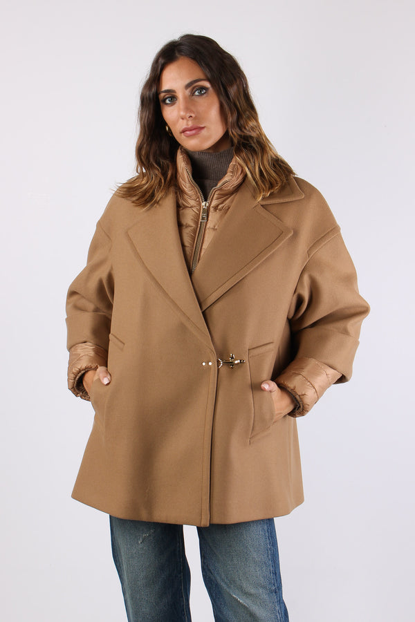 Cappa Double Bimateriale Cammello