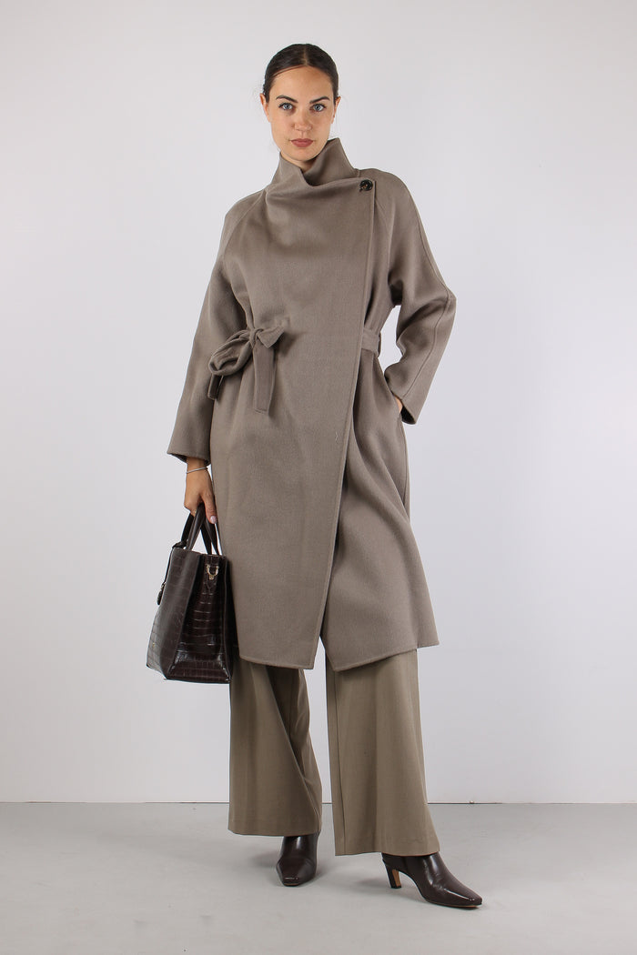 Cappotto Lana Cinturato Fango-3