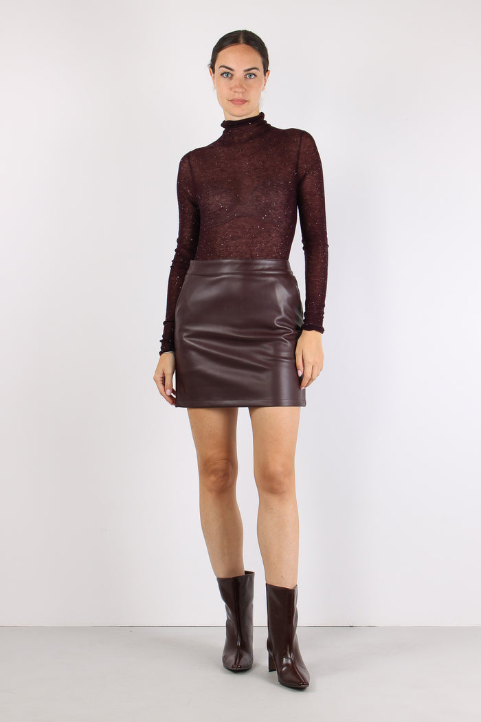 Minigonna Ecopelle Bordeaux-6