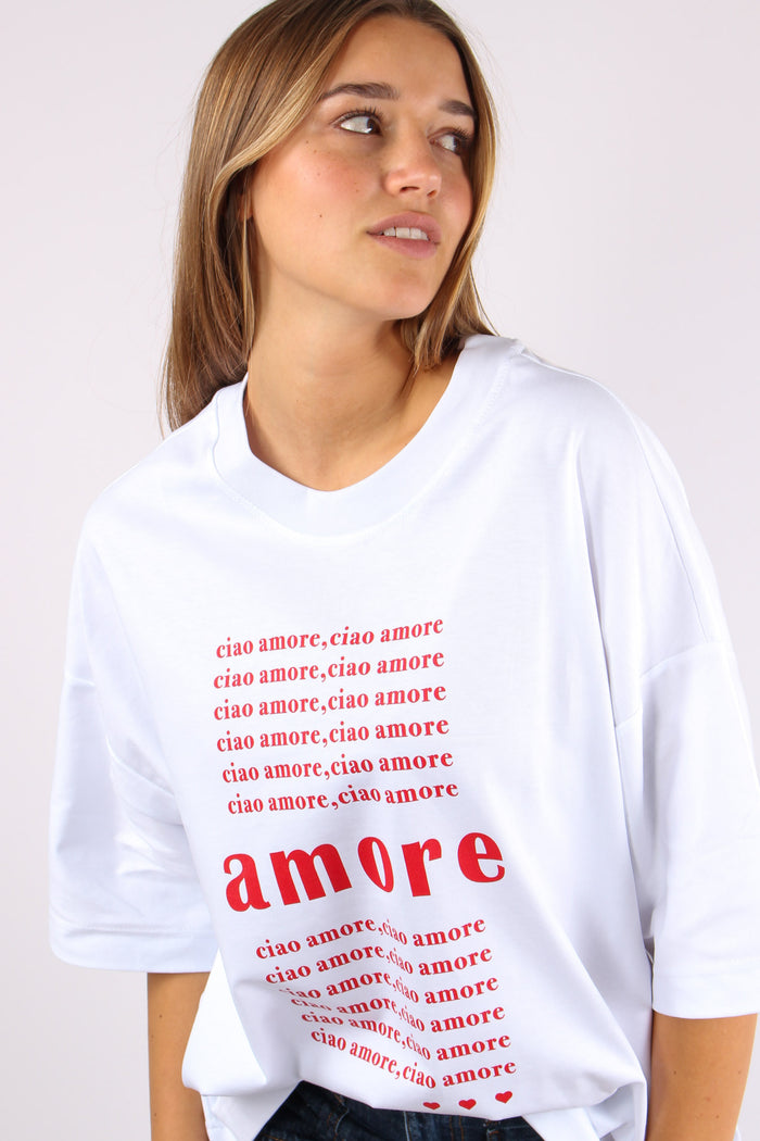 T-shirt Over Ciao Amore Bianco/rosso-3