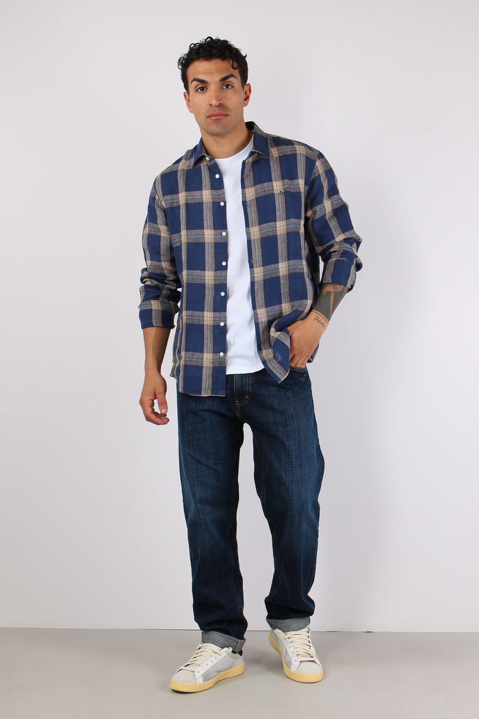 Camicia Madras Lino Navy