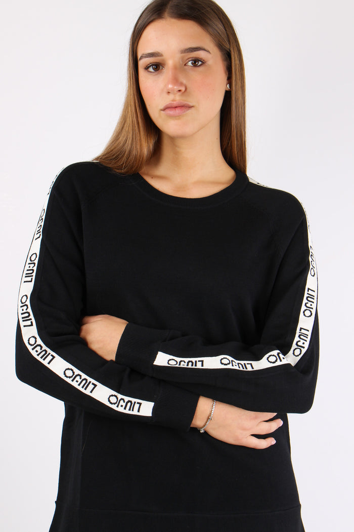 Abito In Maglia Logo Manica Nero/bianco-8