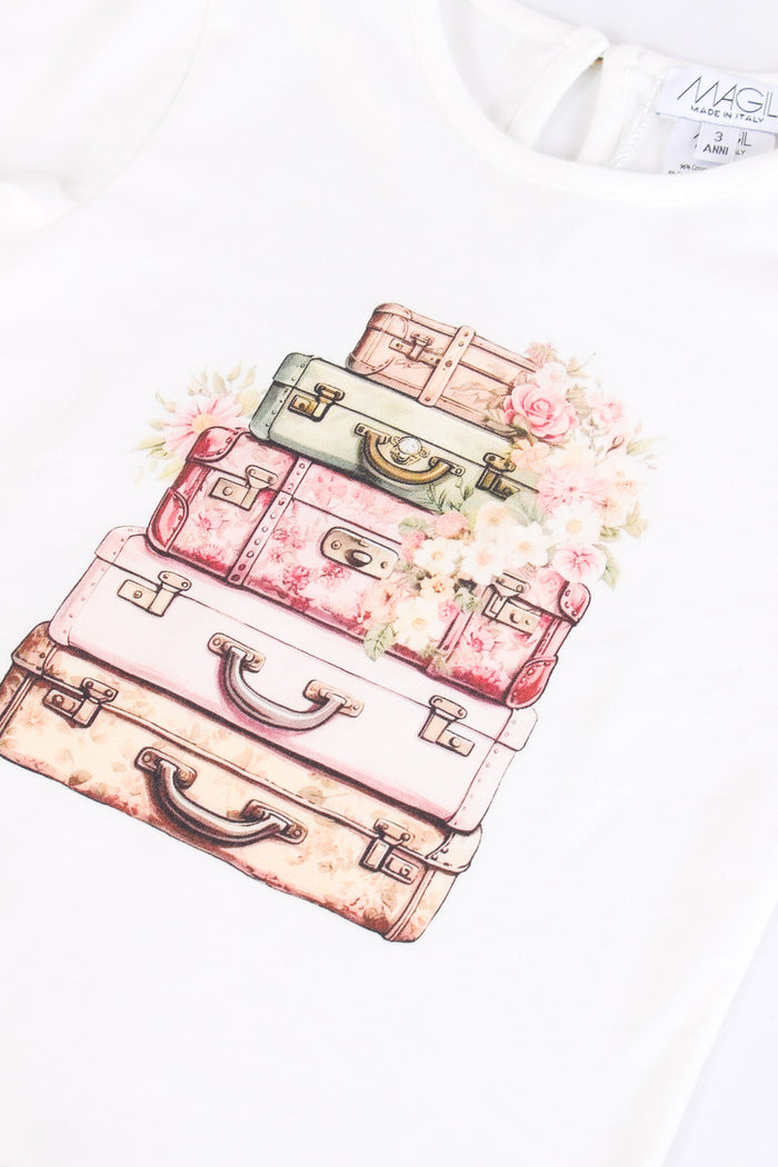 T-shirt Stampa Valige Panna/rosa-4