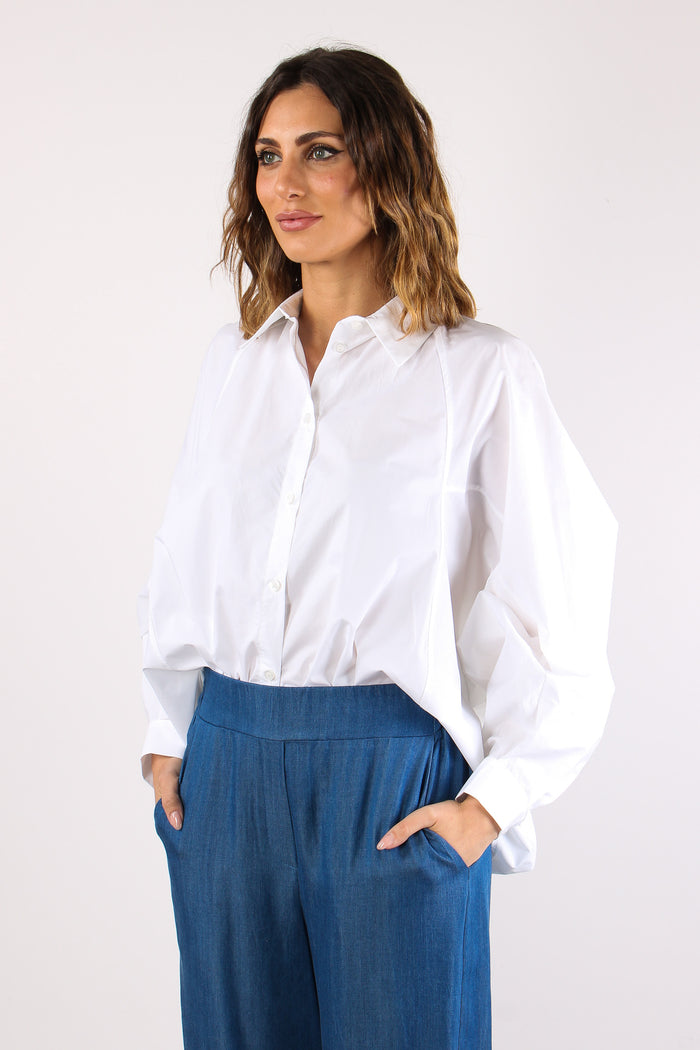 Camicia Over Cotone Bianco-6