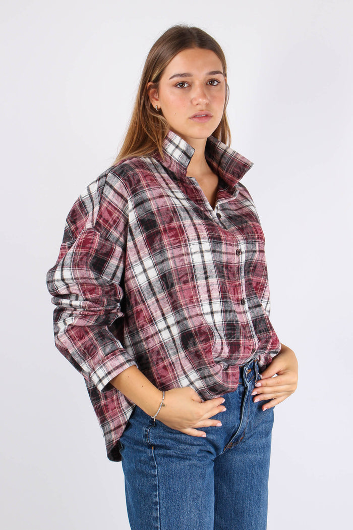 Camicia Quadri Stondata Bordeaux/nero-8