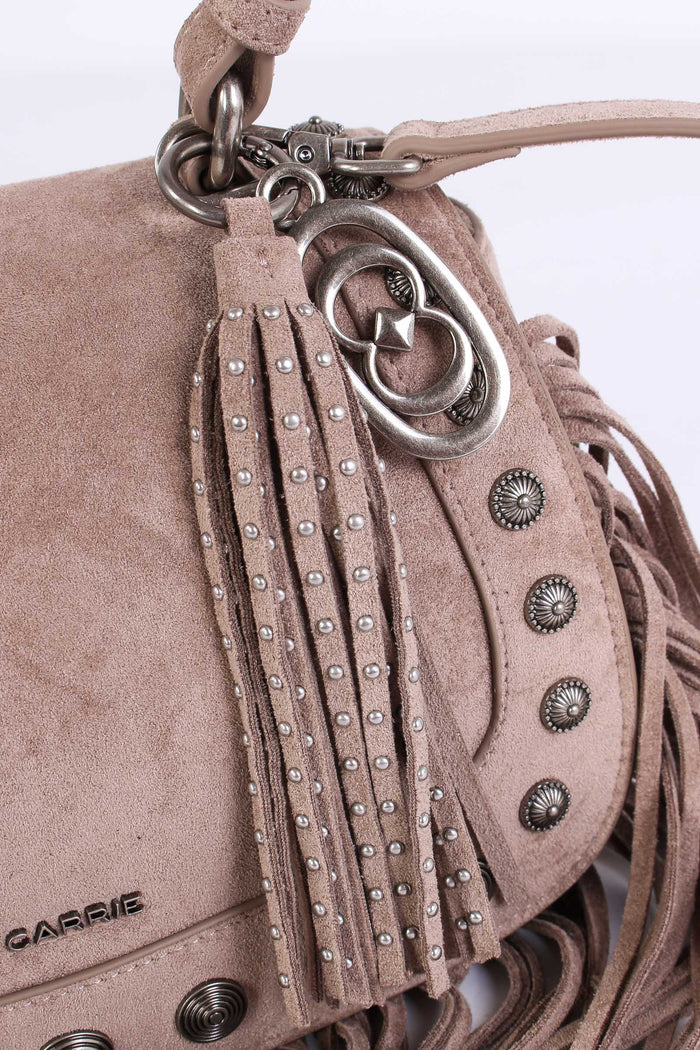 Borsa 1 Manico Suede Borchie Taupe-6