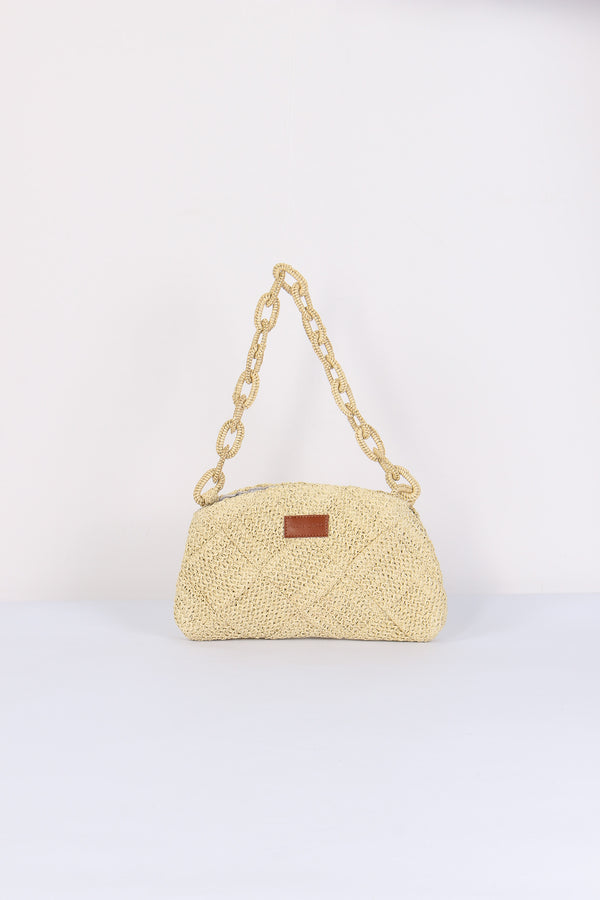 Pochette Rafia Manico Catena Corda