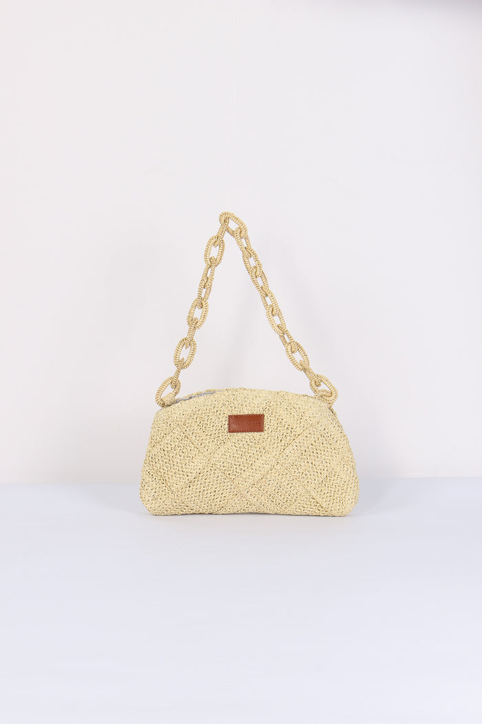 Pochette Rafia Manico Catena Corda