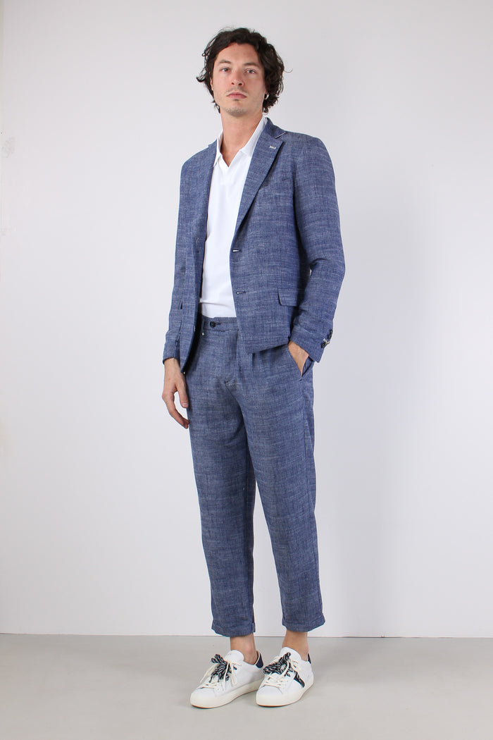 Giacca Misto Lino Blu-3