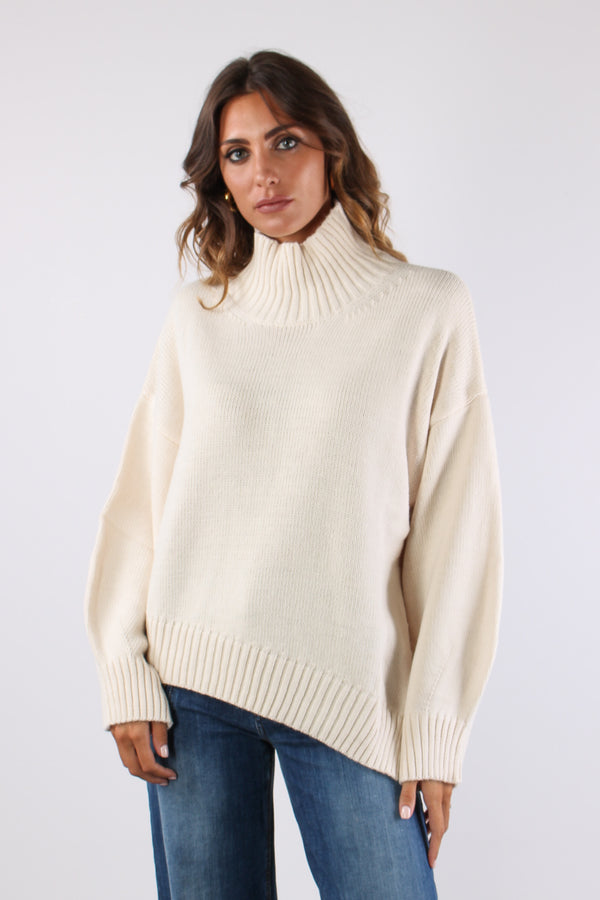Lys Maglia Over Collo Alto Ivory-2