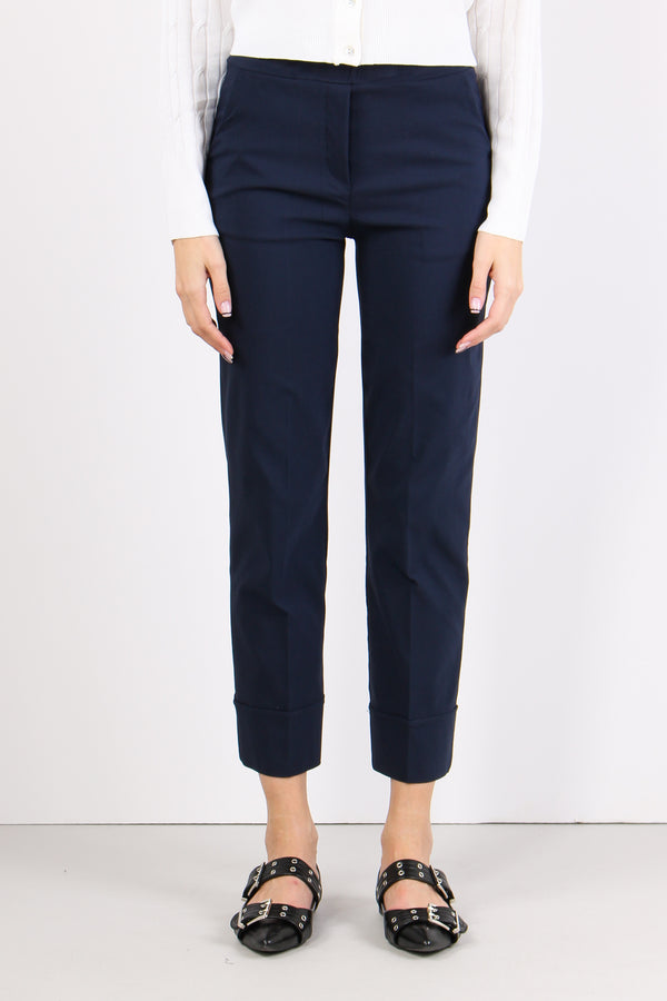 Pantalone Bengalina Risvolto Blu-2