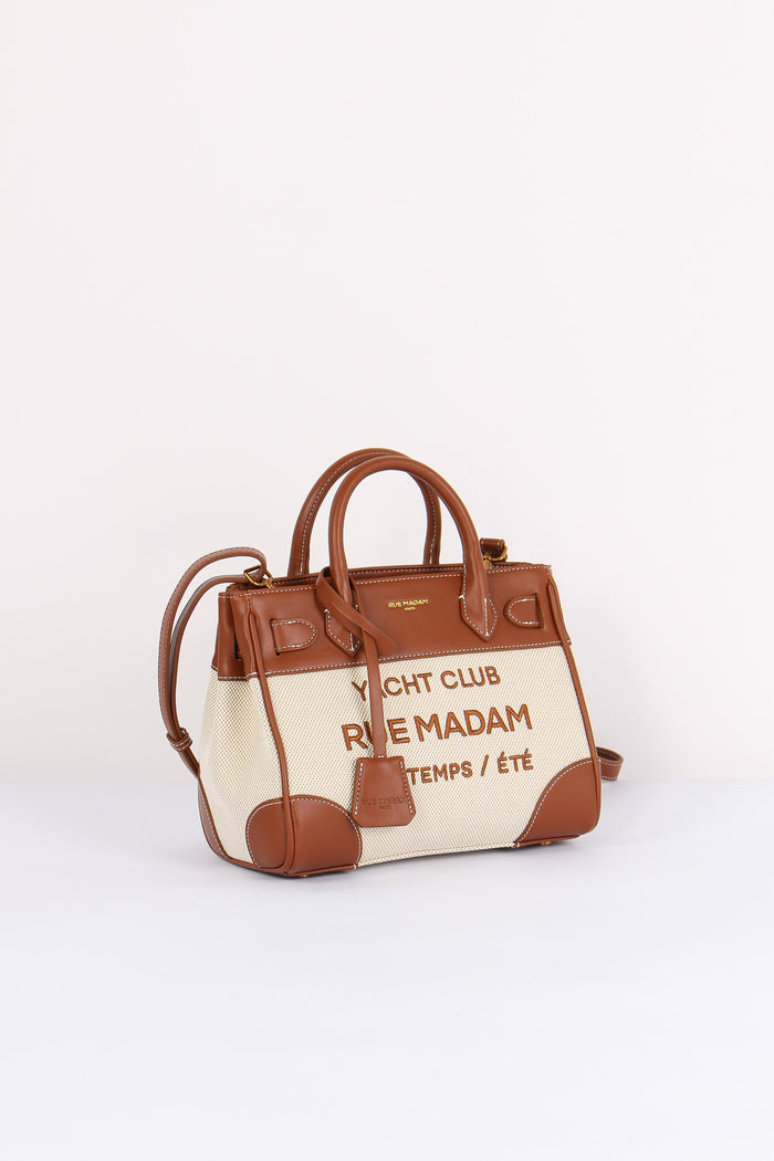 Shopping Mini Canvas Scritta Canvas Brown-5