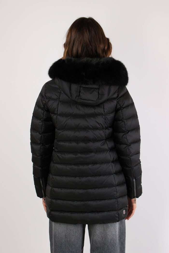 Piumino Svasato Ecopelliccia Nero-5