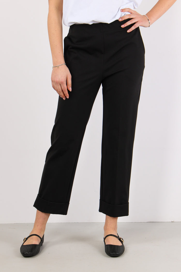 Pantalone Punto Milano Risvolt Nero-2