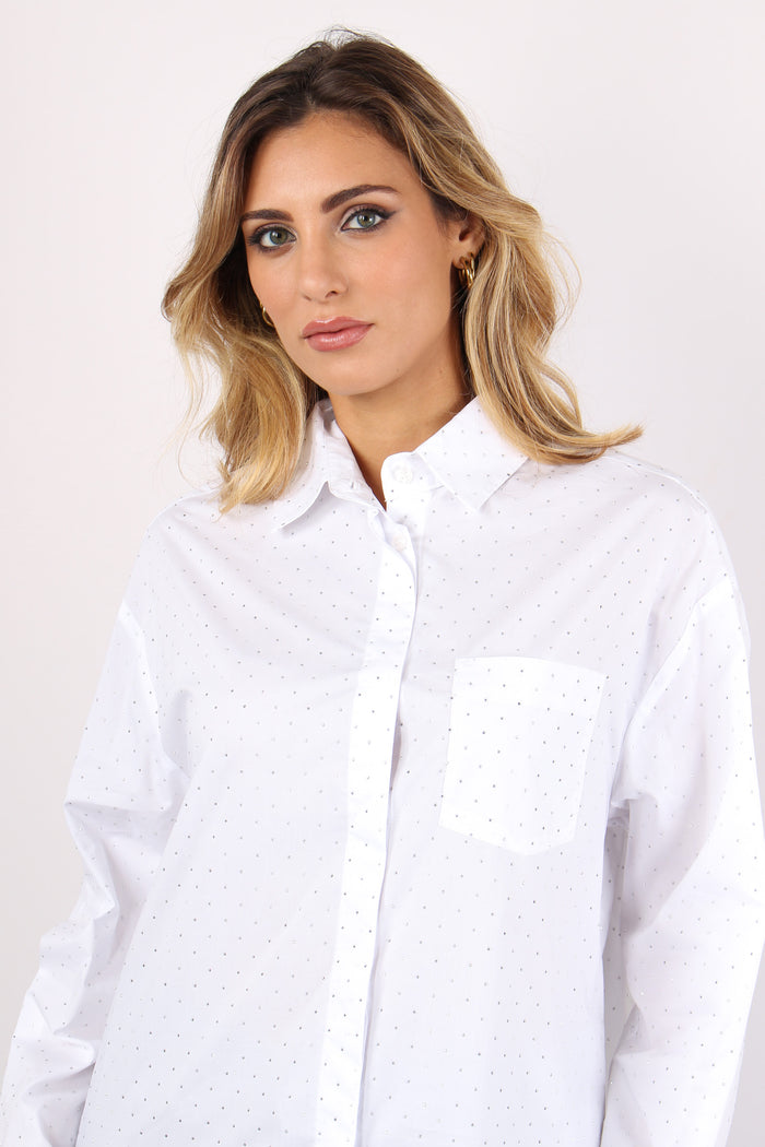 Camicia Cotone Strass Bco/borchiette-7