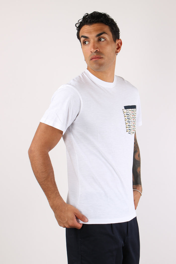 T-shirt Girocollo Taschino Optic White-6