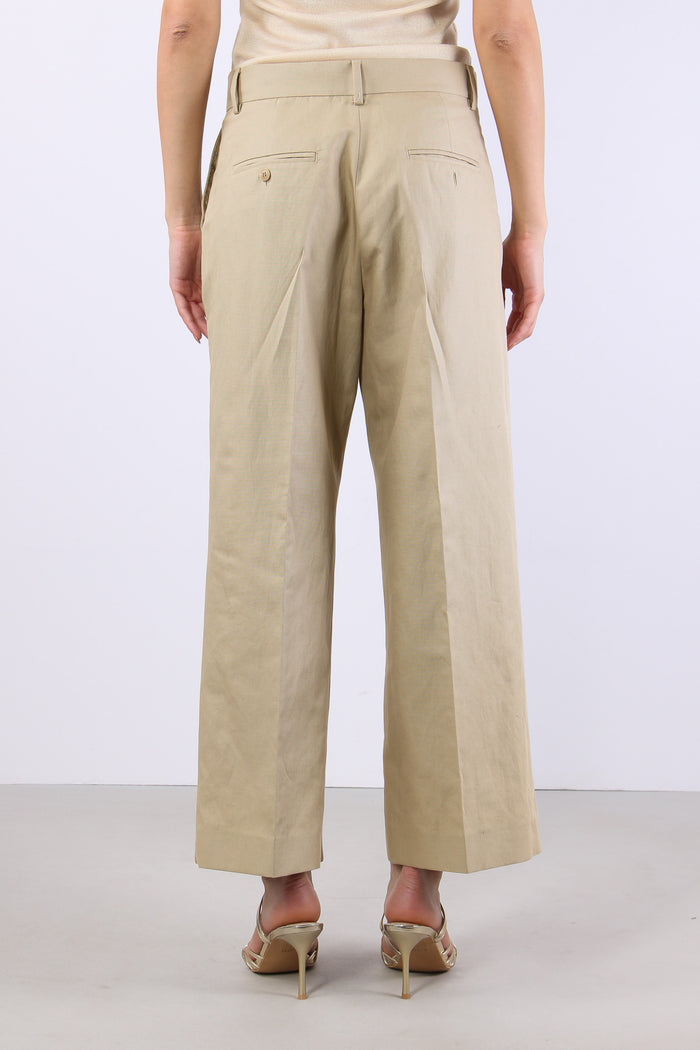 Zircone Pantalone Cropped Misto Lino Sabbia-4