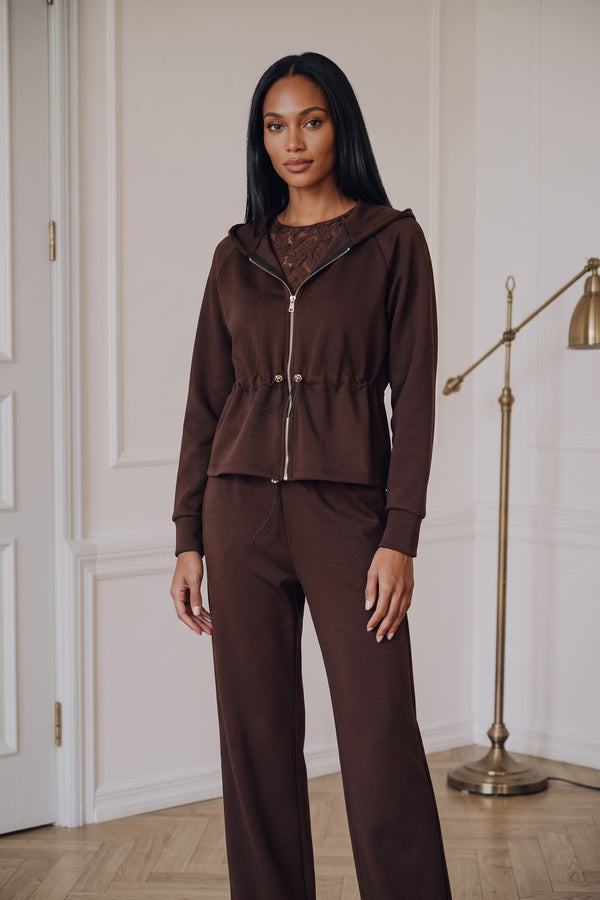 Felpa Zip Coulisse Modal Moro