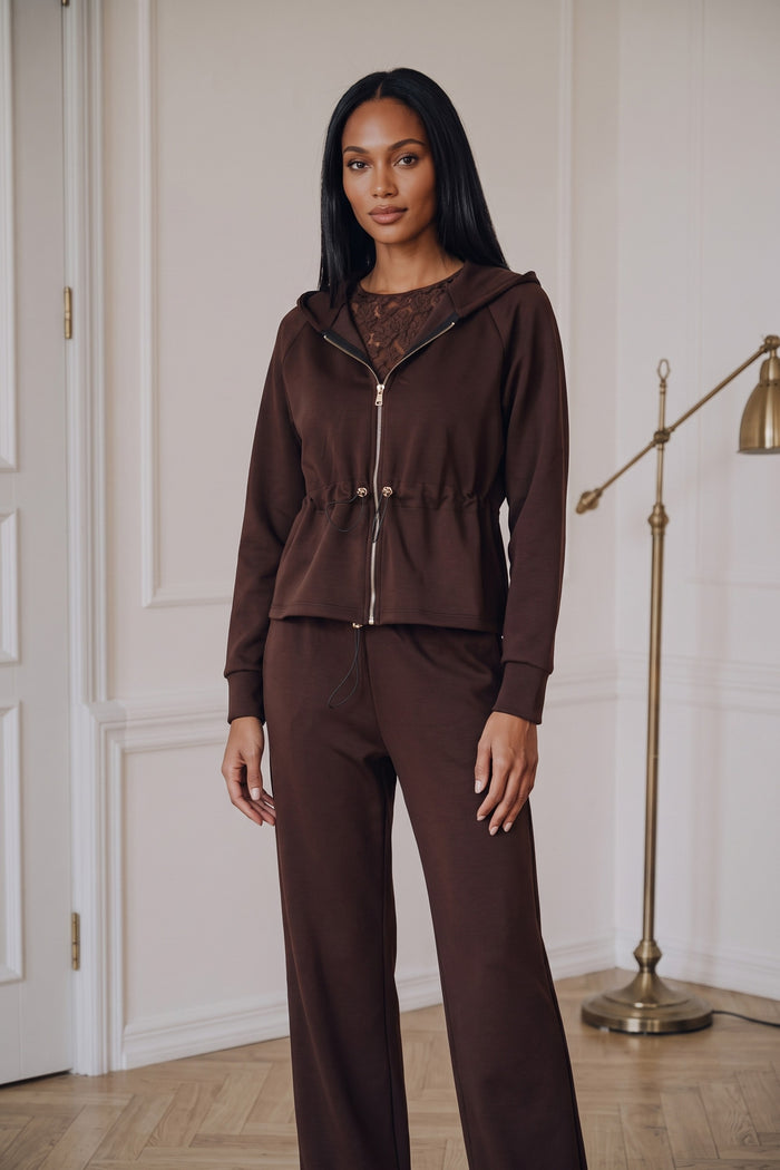 Felpa Zip Coulisse Modal Moro