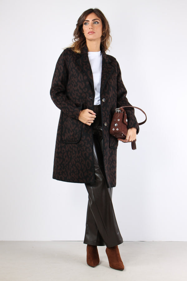 Cappotto Monopetto Over Leopard-2