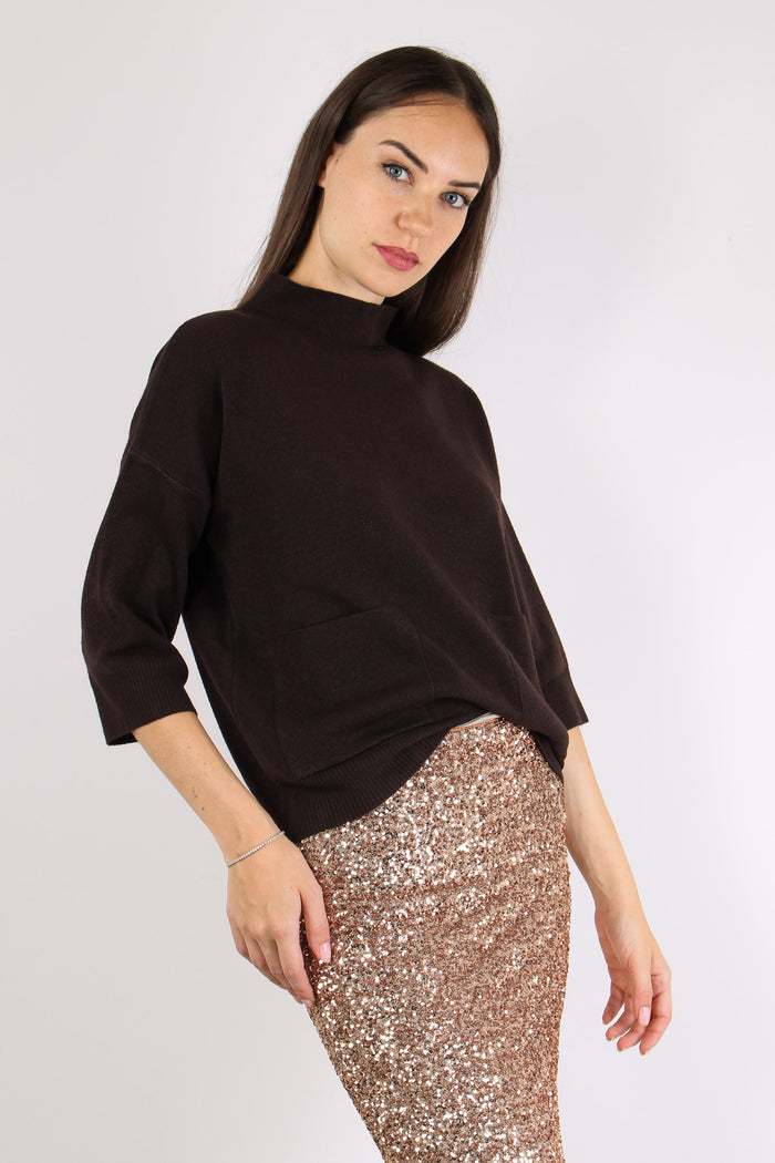 Maglia Manica 3/4 Tasche Fondo Moro-9