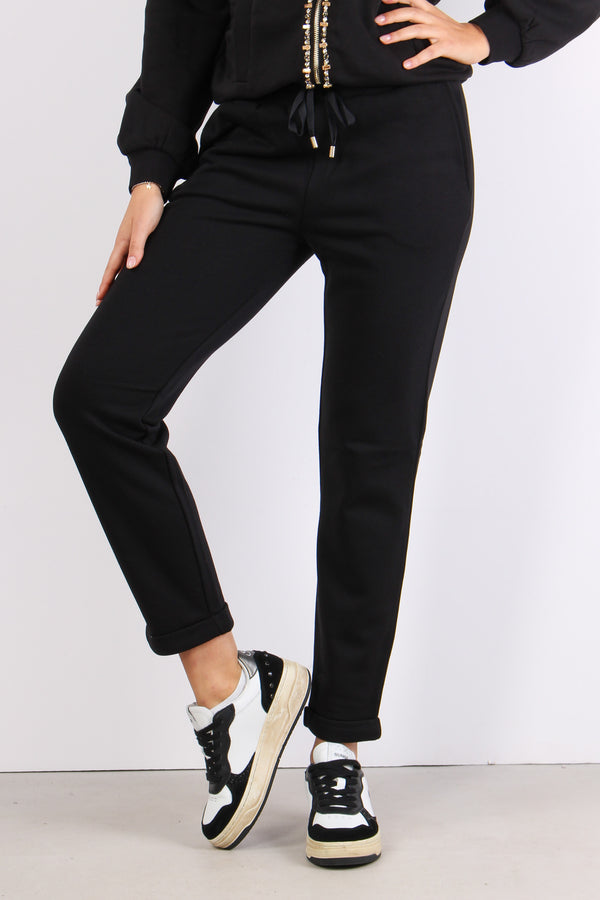 Pantalone Felpa Basico Nero-2