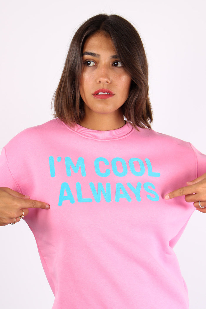 Felpa Ricamo Im Cool Always Rosa/azzurro-7