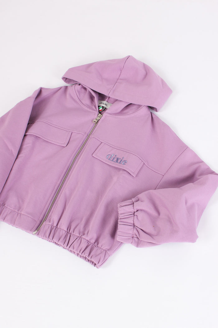 Felpa Zip Cropped Viola Chiaro-3