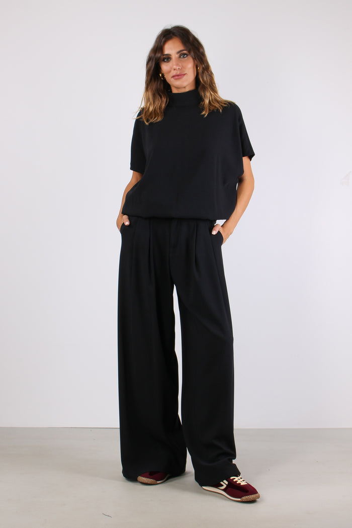 Pantalone Pences Crepe Nero-3