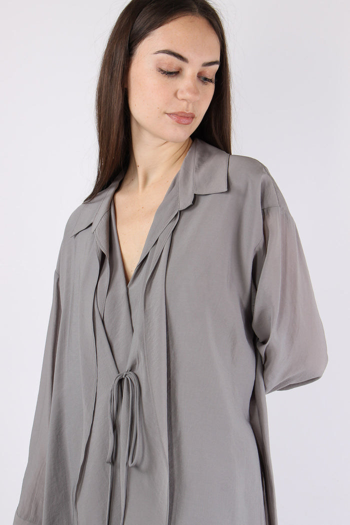 Camicia Collo Fiocco Grigio-6