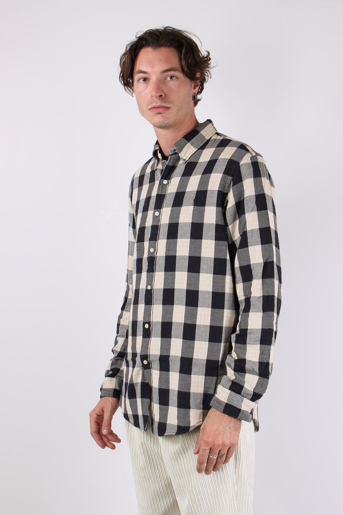 Camicia Fantasia Quadri Cream/black-5