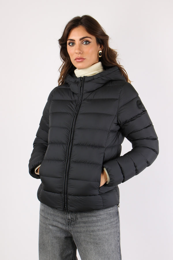 Piumino Corto Tessuto Opaco Nero