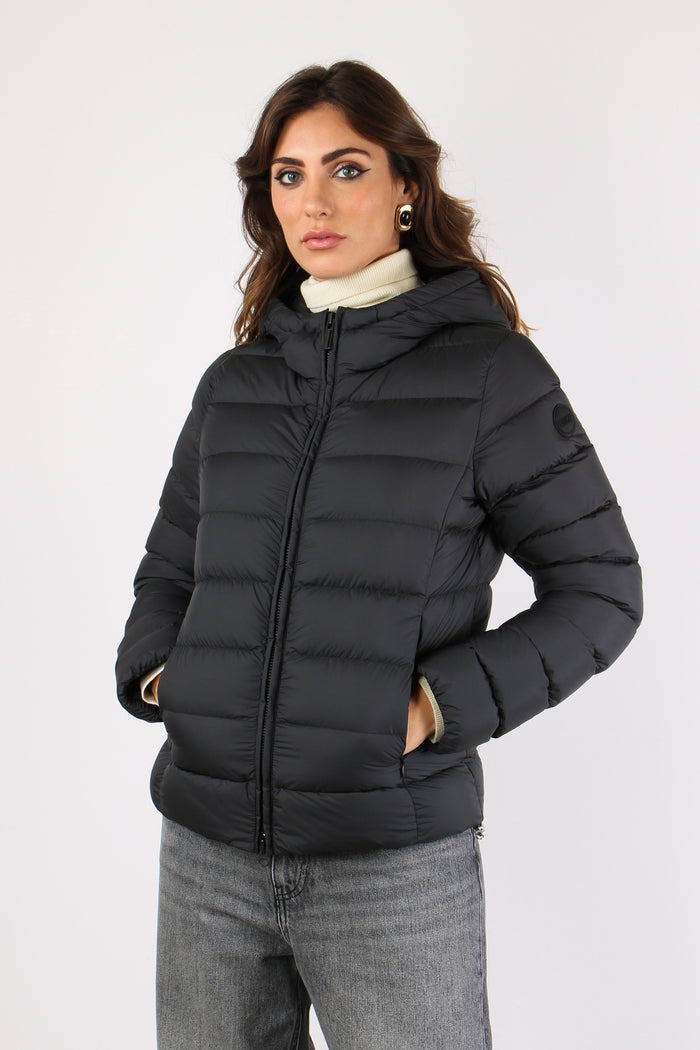 Piumino Corto Tessuto Opaco Nero